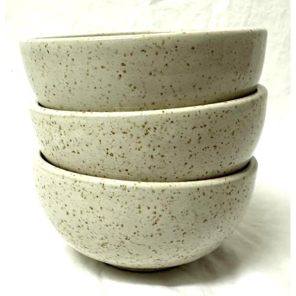 Dansk Lindestone Bowls Oatmeal Light Beige Speckled ~6" Bowls Cereal/Berry Set 3